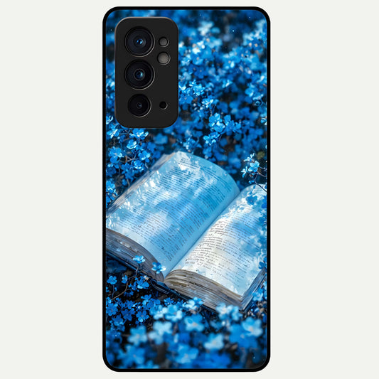  Blue Bloom Tales Glass Case For OnePlus 9RT back cover – full design glossy printed glass finish