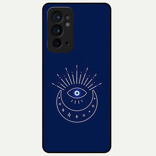  Blue Evil Eye Glass Case For OnePlus 9RT back cover – full design glossy printed glass finish