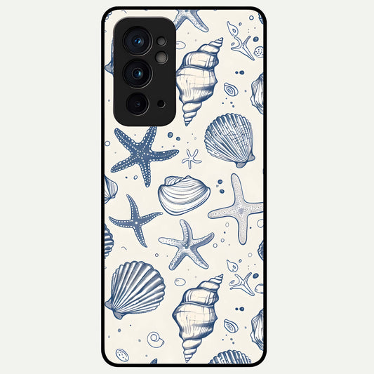  Blue Ocean Outline Glass Case For OnePlus 9RT back cover – full design glossy printed glass finish