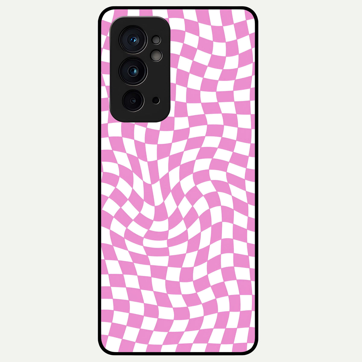  Bubblegum Check Wave Glass Case For OnePlus 9RT back cover – full design glossy printed glass finish