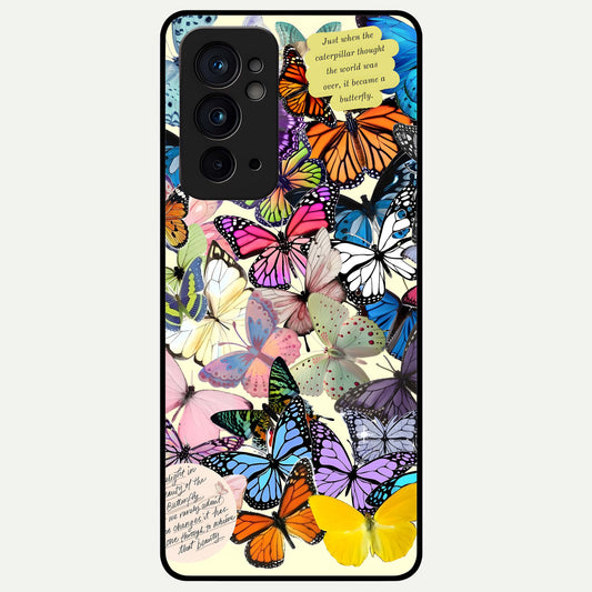  Butterflies Petal Dream Glass Case For OnePlus 9RT back cover – full design glossy printed glass finish