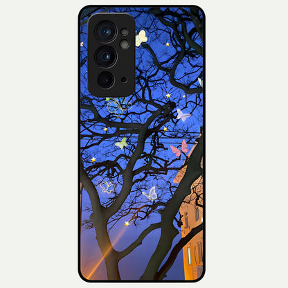  Butterfly Night Magic Glass Case For OnePlus 9RT back cover – full design glossy printed glass finish
