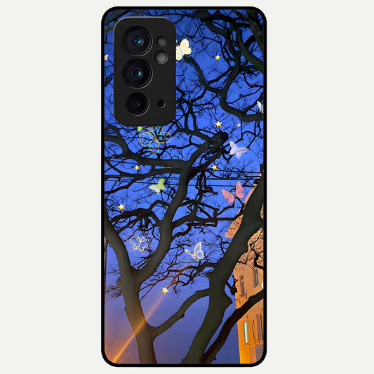  Butterfly Night Magic Glass Case For OnePlus 9RT back cover – full design glossy printed glass finish