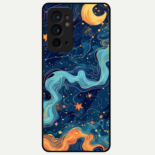  Celestial Dream Flow Glass Case For OnePlus 9RT back cover – full design glossy printed glass finish