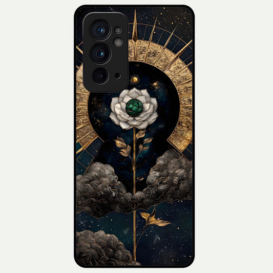  Celestial Lotus Morang Glass Case For OnePlus 9RT back cover – full design glossy printed glass finish