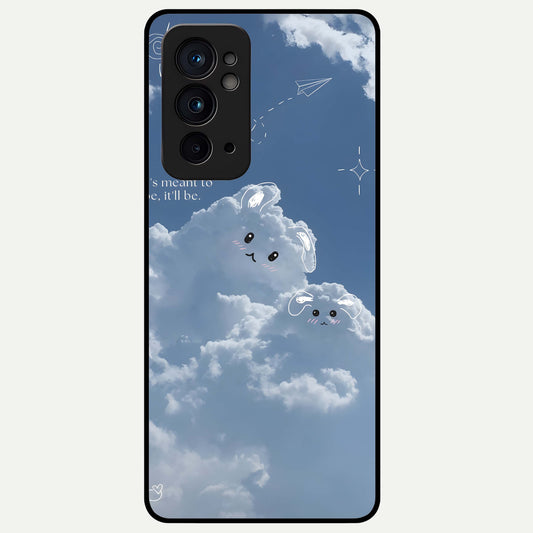  Cloud Bunny Dreams Glass Case For OnePlus 9RT back cover – full design glossy printed glass finish