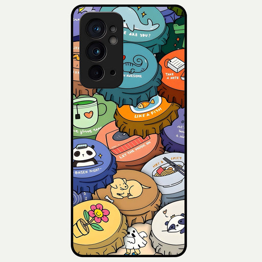  Coins Patterns Glass Case For OnePlus 9RT back cover – full design glossy printed glass finish