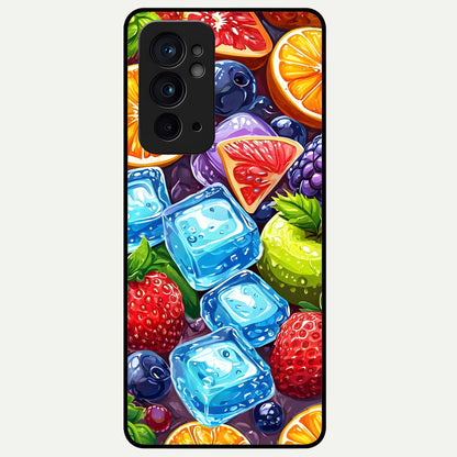  Colorful Fruits with Ice Glass Case For OnePlus 9RT back cover – full design glossy printed glass finish
