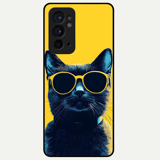  Cool Cat Vibes Glass Case For OnePlus 9RT back cover – full design glossy printed glass finish