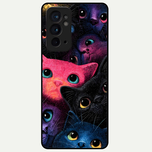  Cosmic Cats Dreams Glass Case For OnePlus 9RT back cover – full design glossy printed glass finish