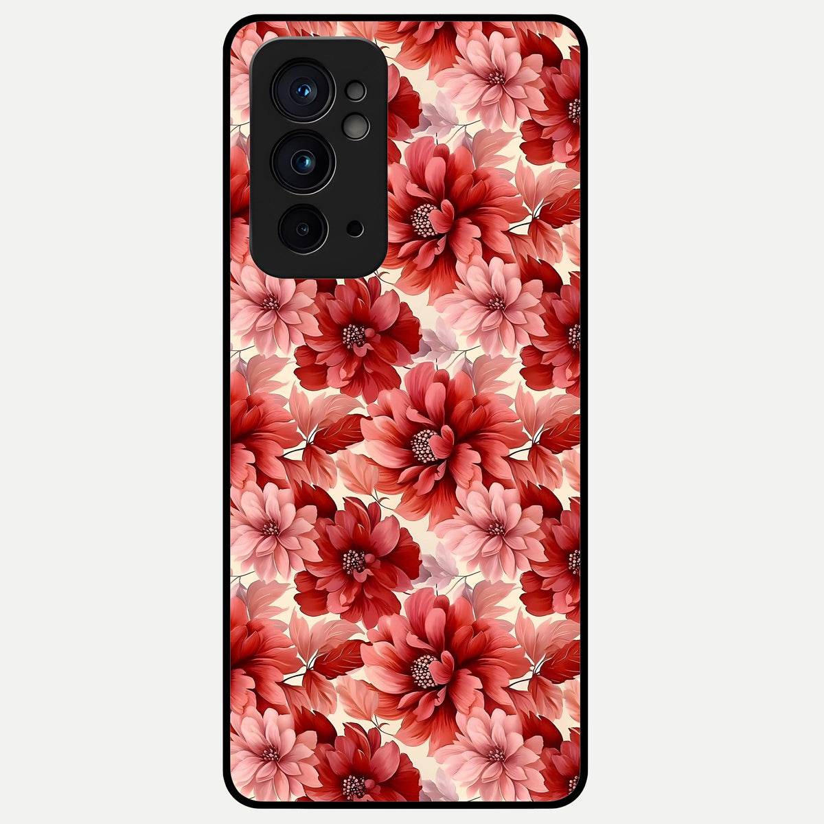  Crimson Love Petals Glass Case For OnePlus 9RT back cover – full design glossy printed glass finish
