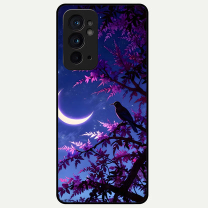  Crow And Moon Scenery Glass Case For OnePlus 9RT back cover – full design glossy printed glass finish
