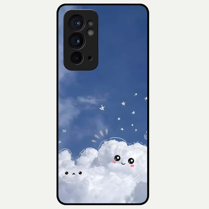  Cute Blossom Cloud Glass Case For OnePlus 9RT back cover – full design glossy printed glass finish