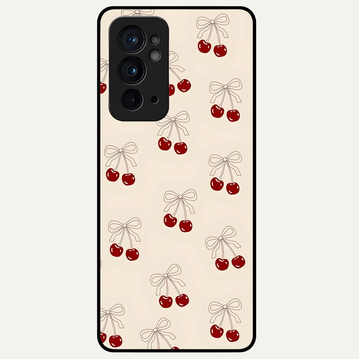  Cute Cherry Pattern Glass Case For OnePlus 9RT back cover – full design glossy printed glass finish