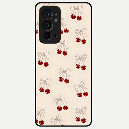  Cute Cherry Pattern Glass Case For OnePlus 9RT back cover – full design glossy printed glass finish