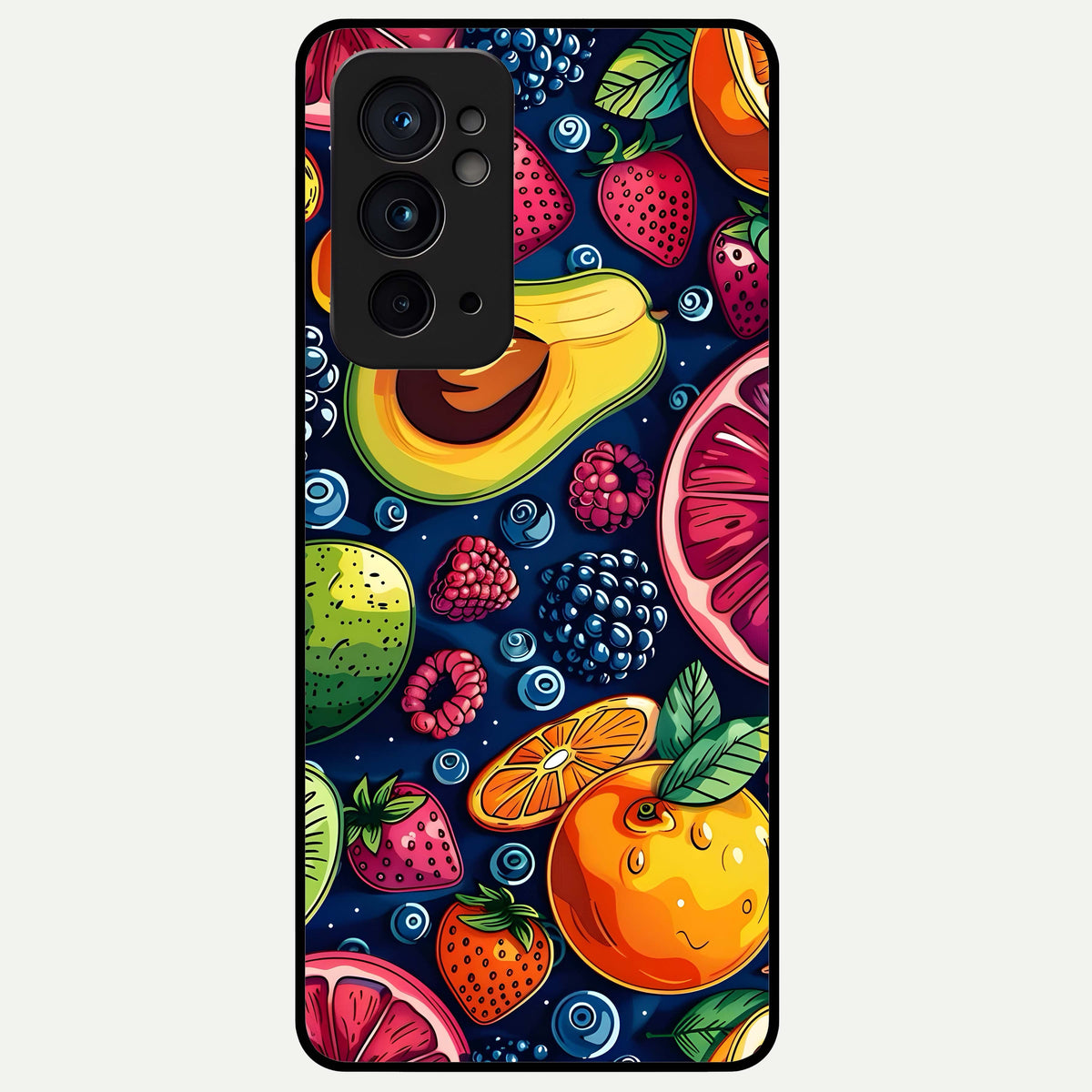  Cute Fruits Art Glass Case For OnePlus 9RT back cover – full design glossy printed glass finish