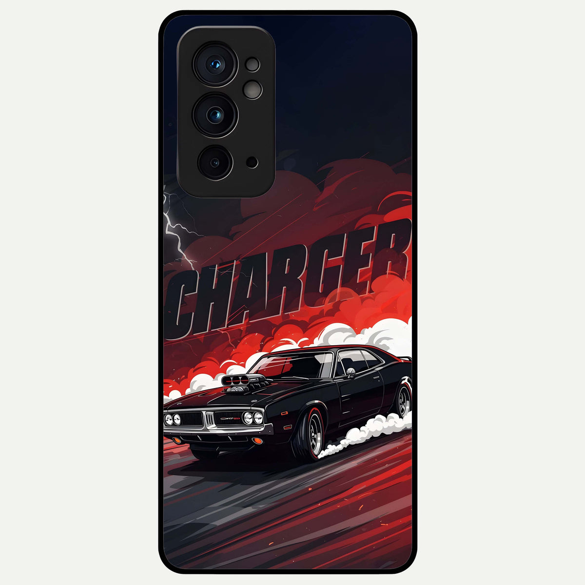 Dark Charger Fury Glass Case For OnePlus 9RT back cover – full design glossy printed glass finish