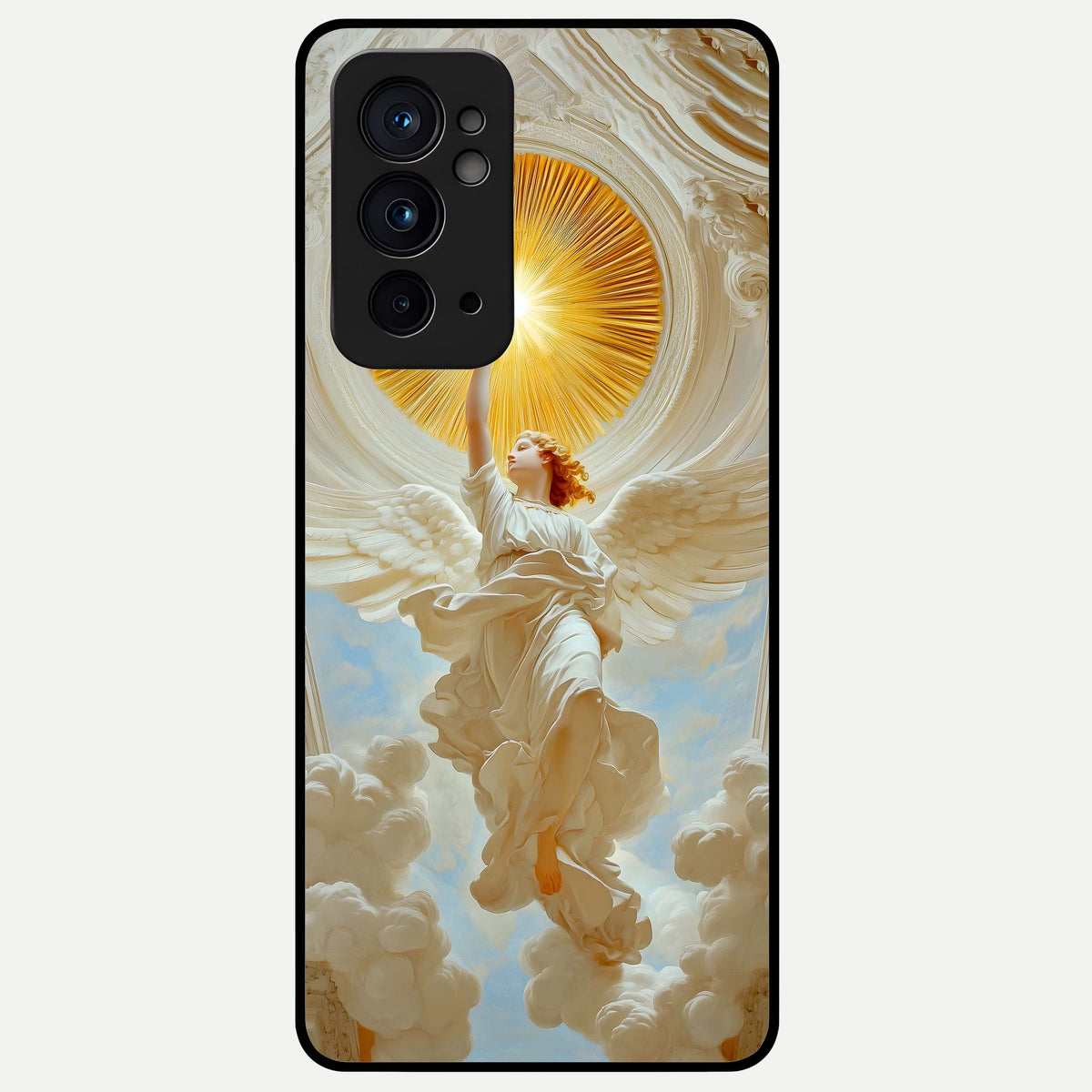  Divine Light Angel Glass Case For OnePlus 9RT back cover – full design glossy printed glass finish