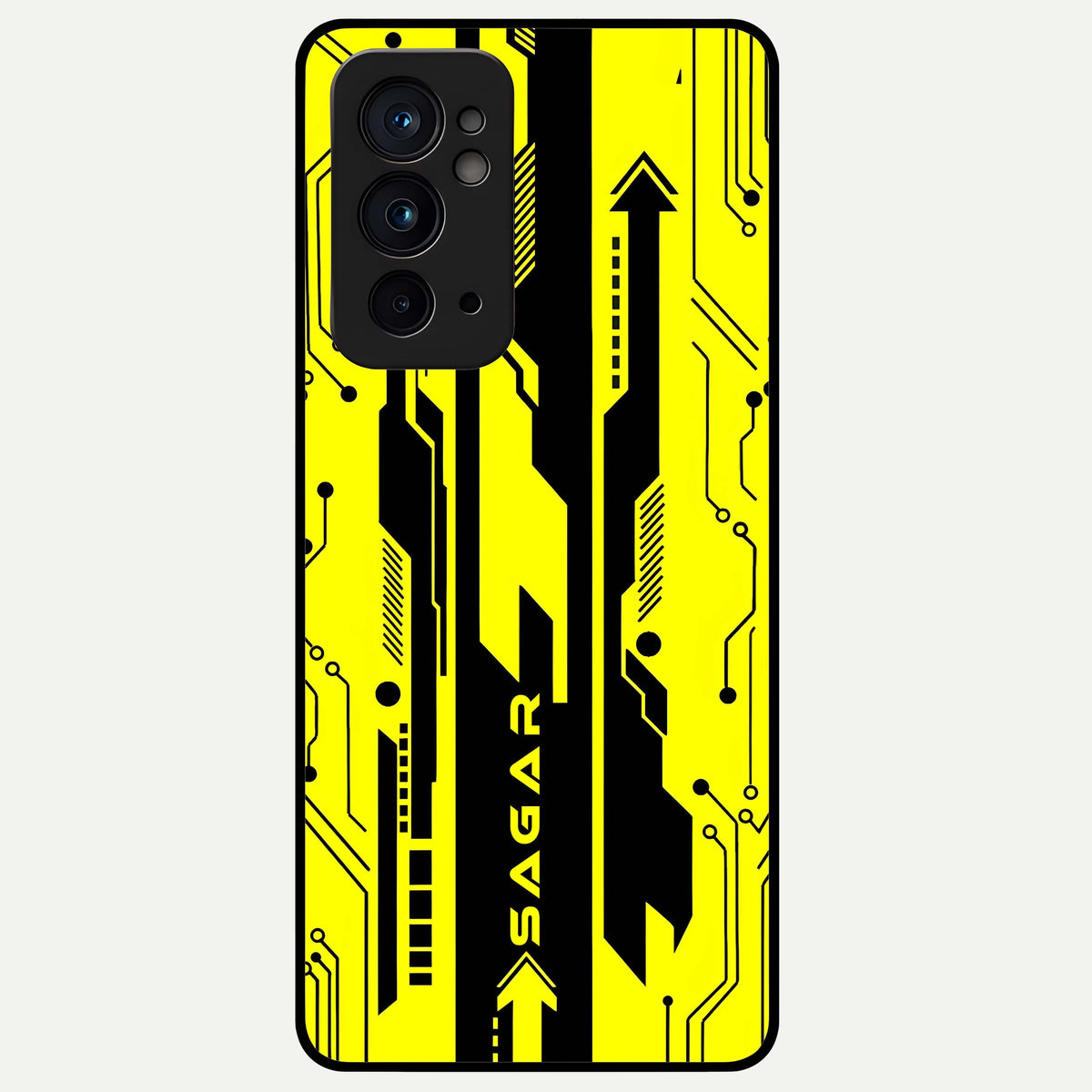  Electric Pulse CYBERPUNK Custom Name Glass Case For OnePlus 9RT back cover – full design glossy printed glass finish