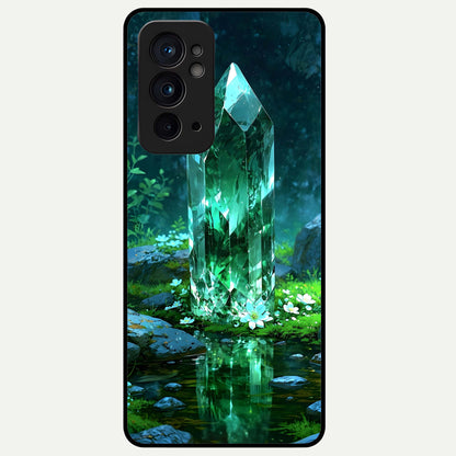  Emerald Light Crystal Glass Case For OnePlus 9RT back cover – full design glossy printed glass finish