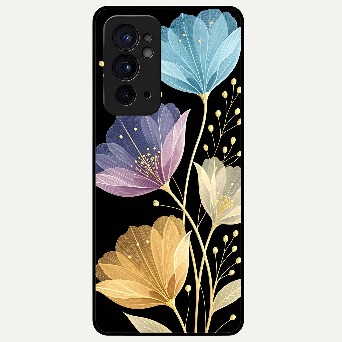  Flower Bloom Glow Glass Case For OnePlus 9RT back cover – full design glossy printed glass finish