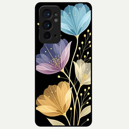  Flower Bloom Glow Glass Case For OnePlus 9RT back cover – full design glossy printed glass finish