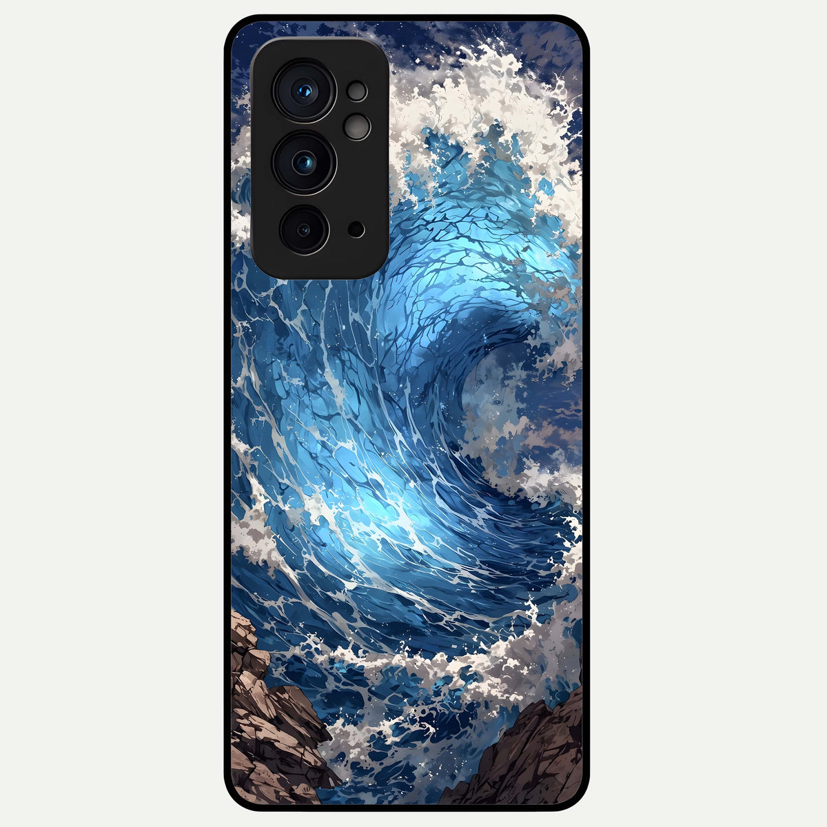 Giant Ocean Wave Glass Case For OnePlus 9RT back cover – full design glossy printed glass finish