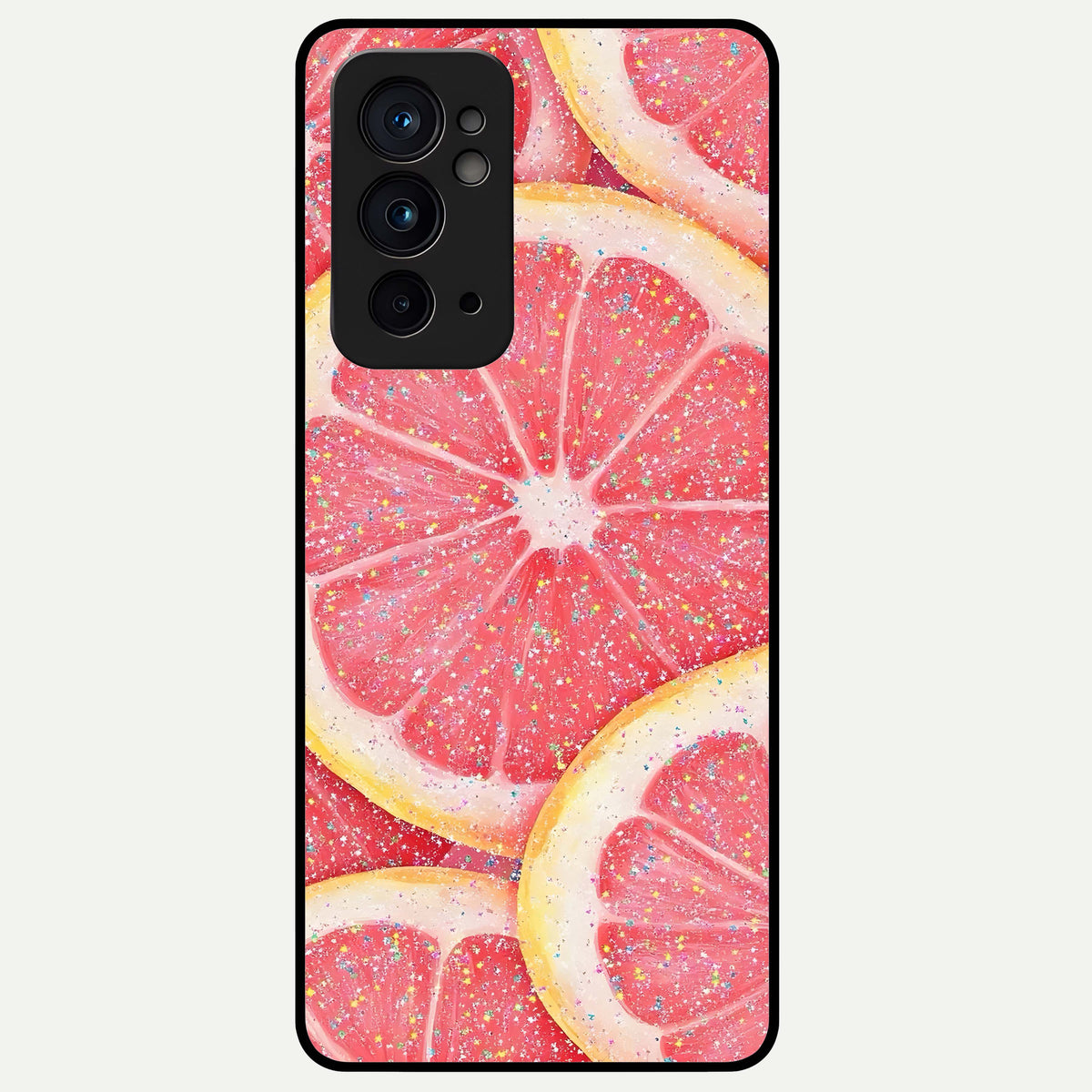  Glitter Grapefruit Glass Case For OnePlus 9RT back cover – full design glossy printed glass finish