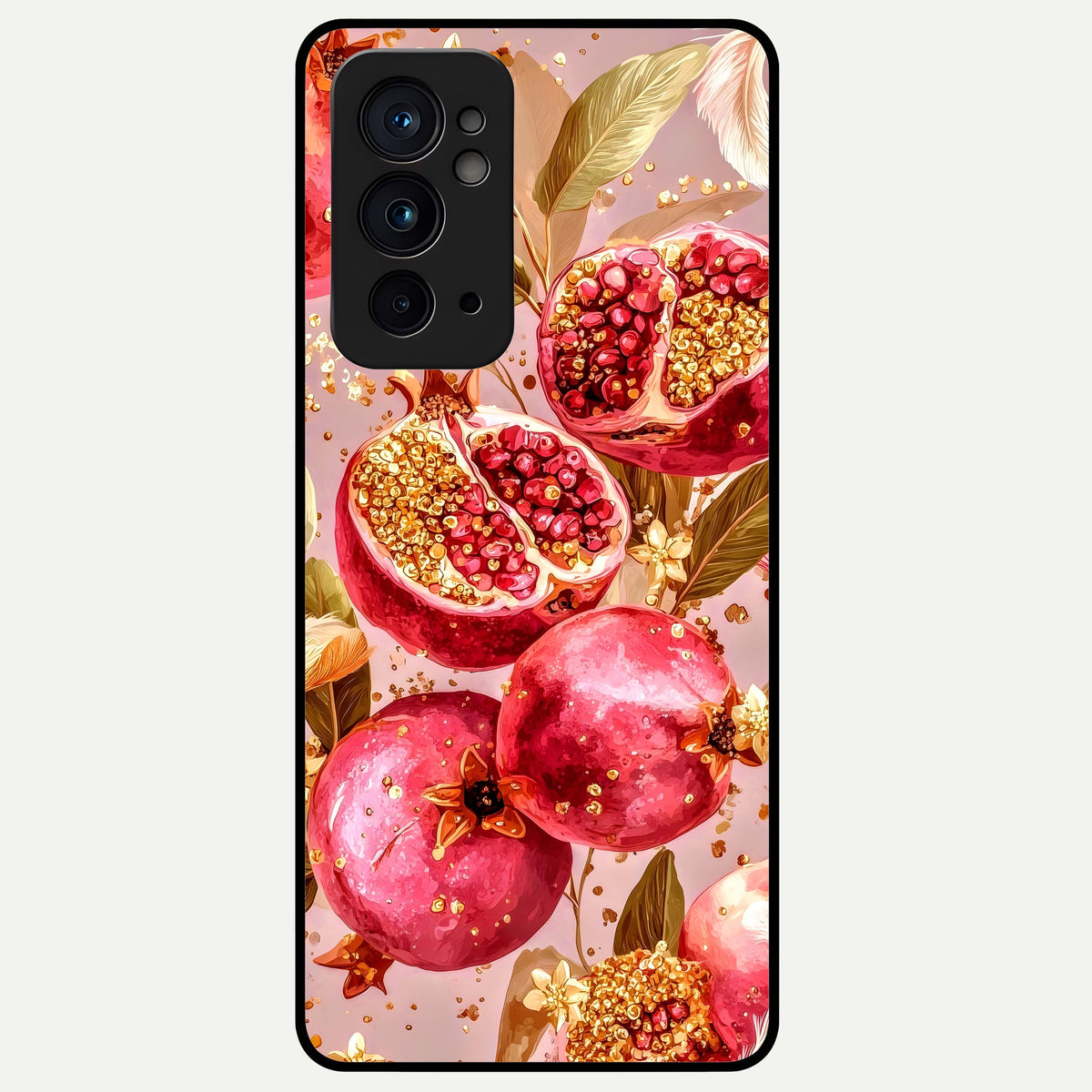  Golden Bloom Glow Glass Case For OnePlus 9RT back cover – full design glossy printed glass finish