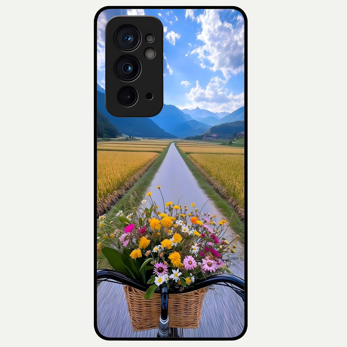 Golden Field Journey Glass Case For OnePlus 9RT back cover – full design glossy printed glass finish