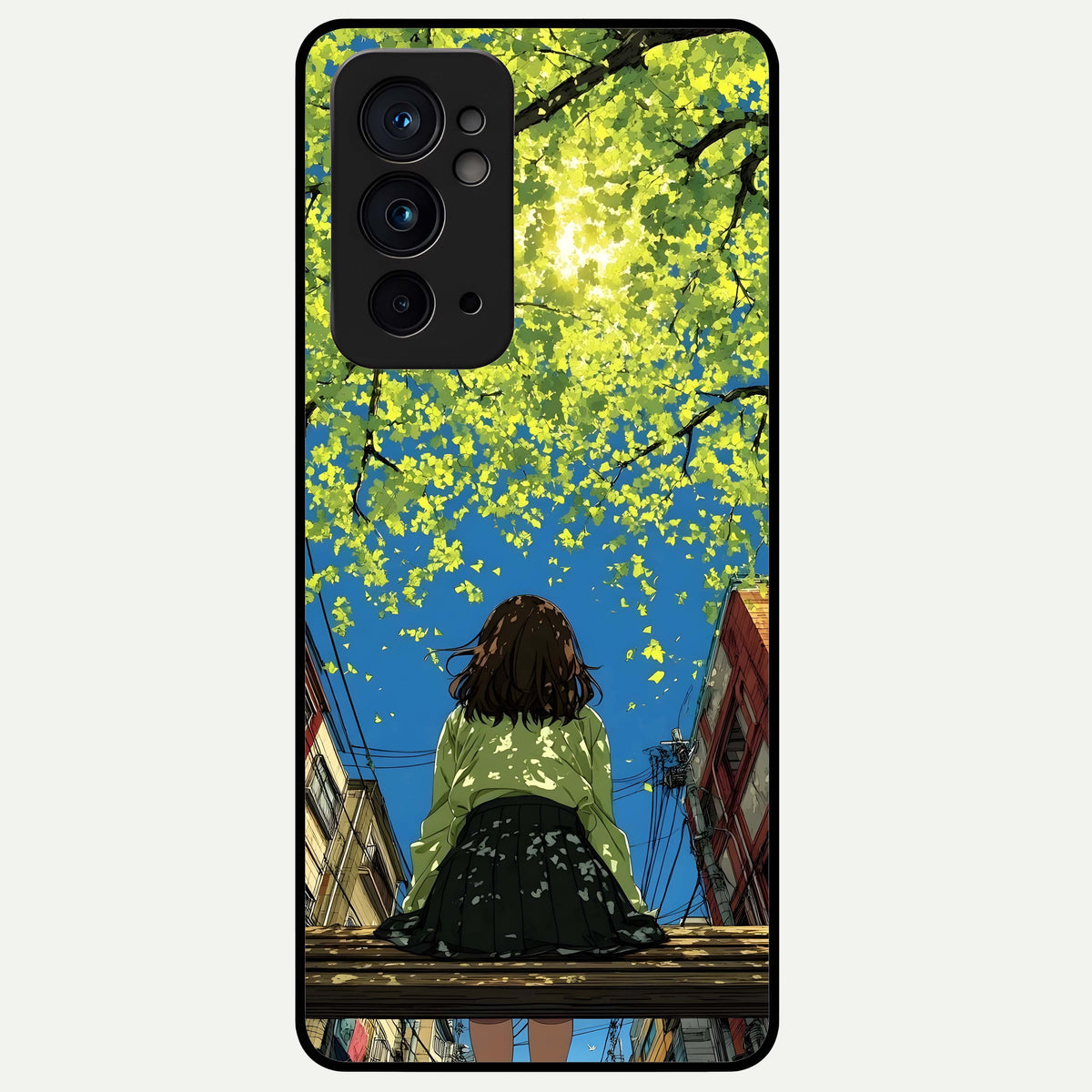  Golden Leaves Glow Glass Case For OnePlus 9RT back cover – full design glossy printed glass finish
