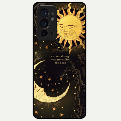  Golden Lunar Love Glass Case For OnePlus 9RT back cover – full design glossy printed glass finish
