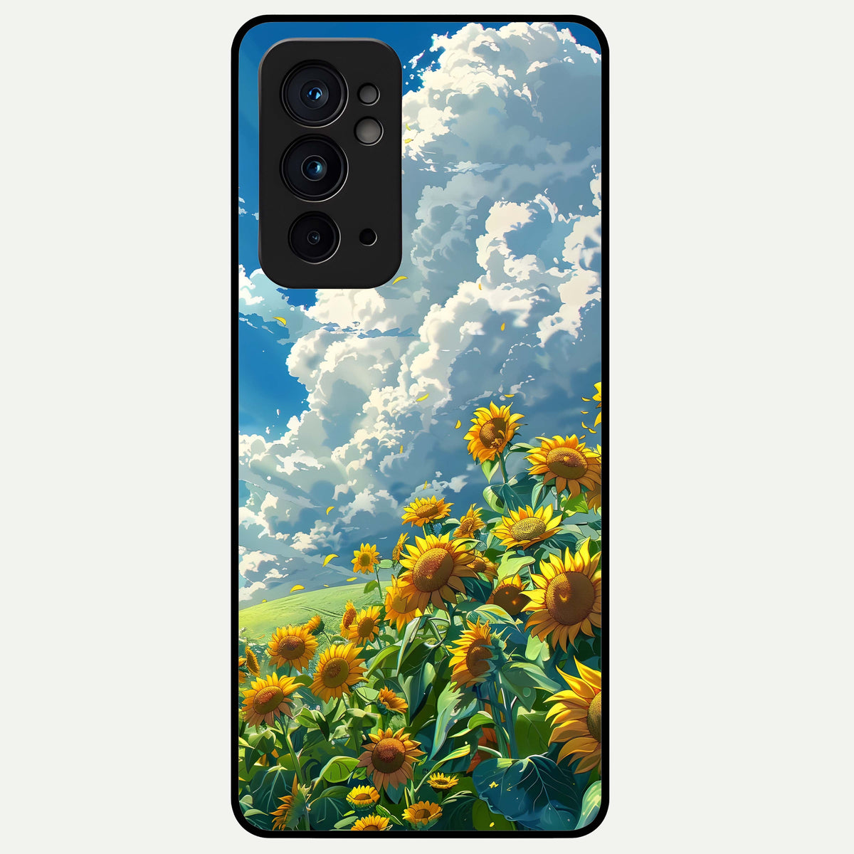  Golden Sun Glory Glass Case For OnePlus 9RT back cover – full design glossy printed glass finish