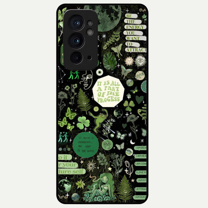  Green Mandala Pattern Glass Case For OnePlus 9RT back cover – full design glossy printed glass finish