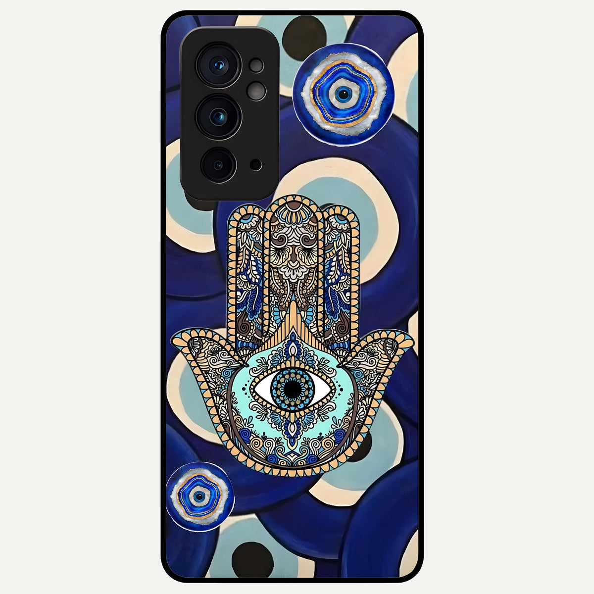  Hamsa Divine Guard Glass Case For OnePlus 9RT back cover – full design glossy printed glass finish