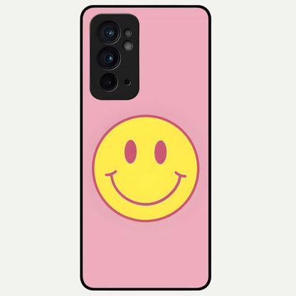 Happy Pink Mood Glass Case For OnePlus 9RT back cover – full design glossy printed glass finish