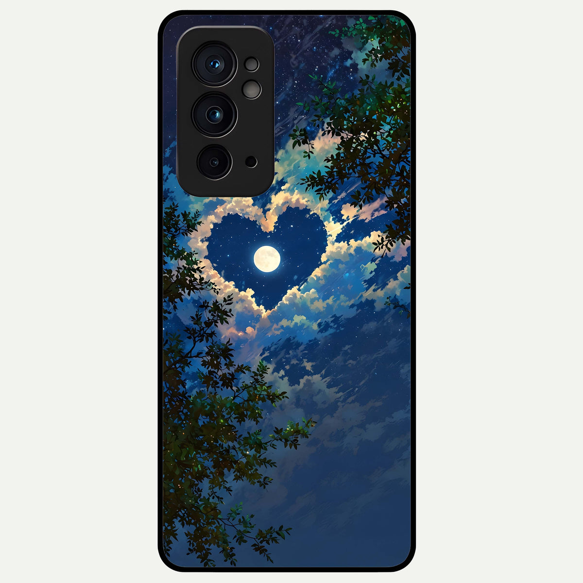  Heart With Moon Sky Glass Case For OnePlus 9RT back cover – full design glossy printed glass finish