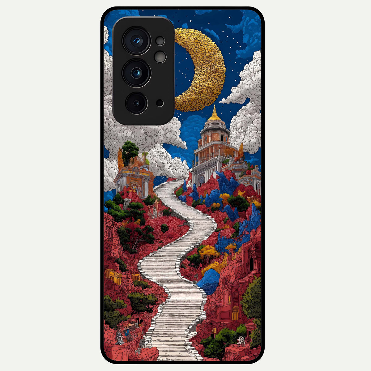  Heavenly Moon Path Glass Case For OnePlus 9RT back cover – full design glossy printed glass finish