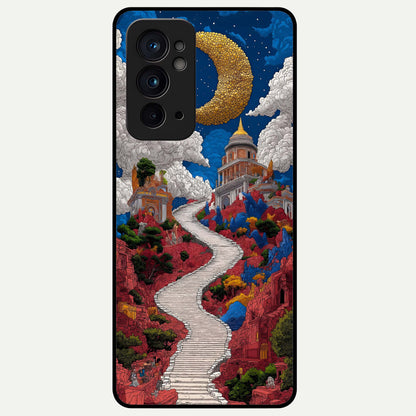  Heavenly Moon Path Glass Case For OnePlus 9RT back cover – full design glossy printed glass finish