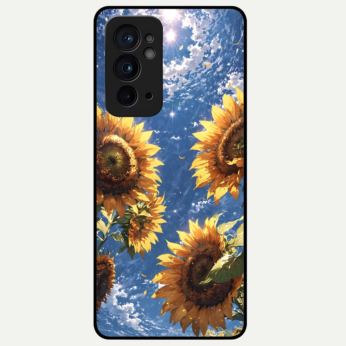  Heavenly Sunflower Rise Glass Case For OnePlus 9RT back cover – full design glossy printed glass finish