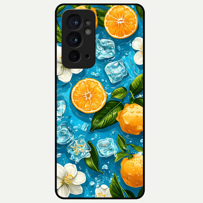  Ice Cube With Orange Glass Case For OnePlus 9RT back cover – full design glossy printed glass finish