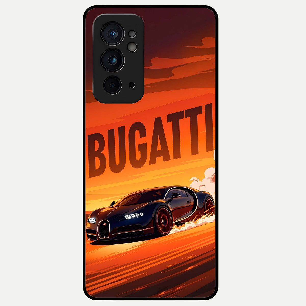  Inferno Bugatti Storm Glass Case For OnePlus 9RT back cover – full design glossy printed glass finish