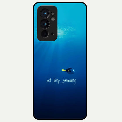 Just Keep Swimming Glass Case For OnePlus 9RT back cover – full design glossy printed glass finish