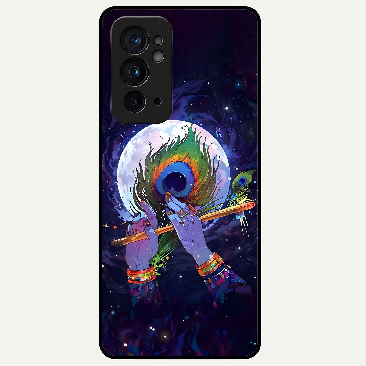  Krishna Hands Art Glass Case For OnePlus 9RT back cover – full design glossy printed glass finish
