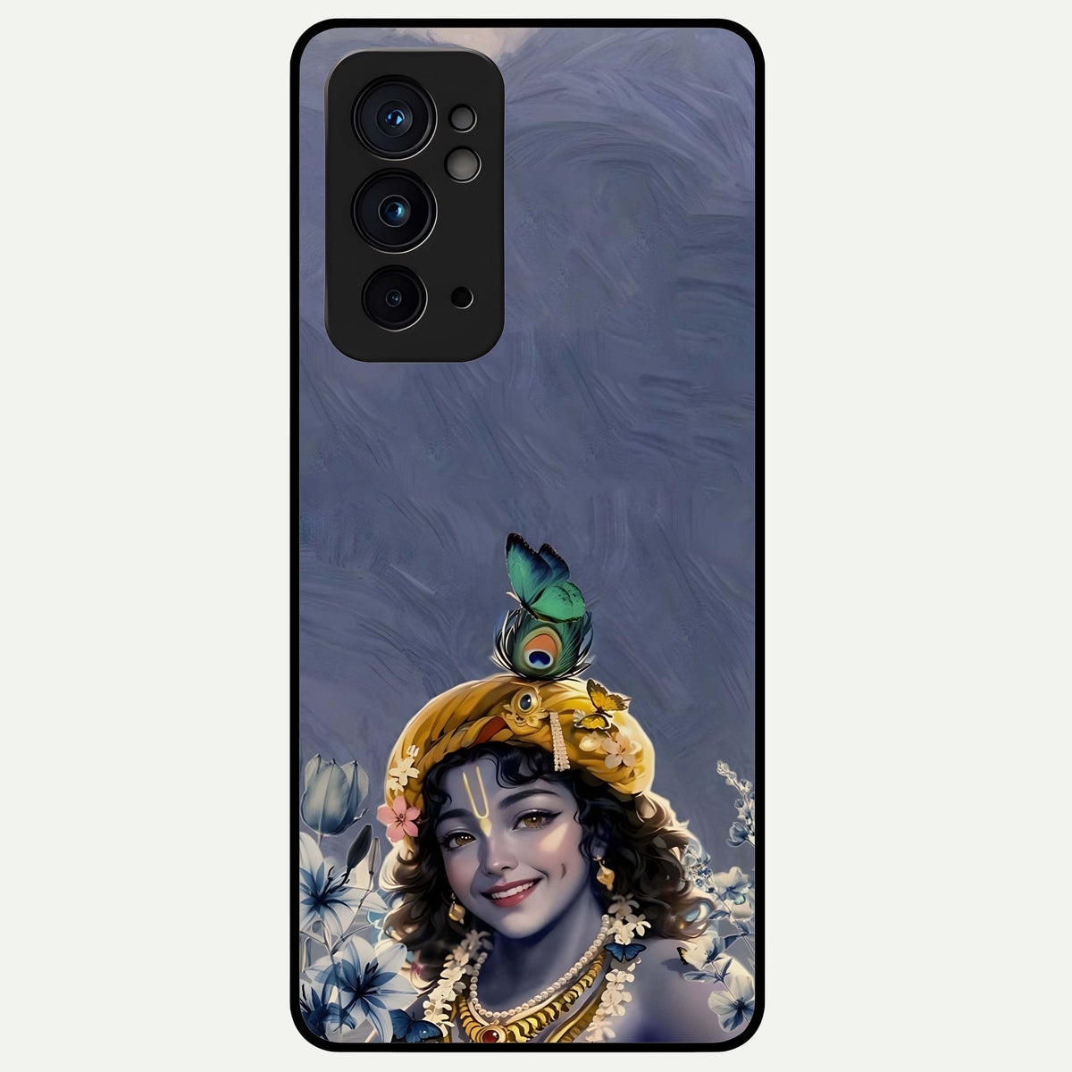  Lord Krishna Glass Case For OnePlus 9RT back cover – full design glossy printed glass finish