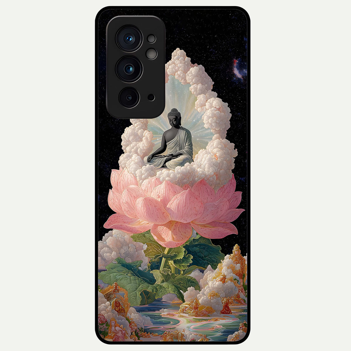  Lotus Divine Peace Glass Case For OnePlus 9RT back cover – full design glossy printed glass finish