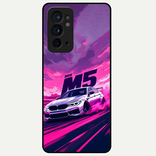  MS Neon Car Glass Case For OnePlus 9RT back cover – full design glossy printed glass finish