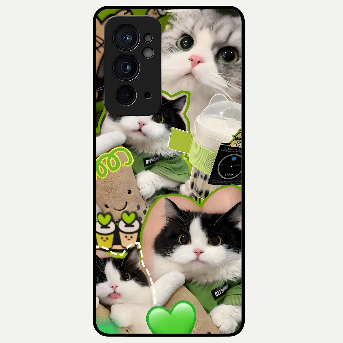  Matcha Cats Mood Glass Case For OnePlus 9RT back cover – full design glossy printed glass finish