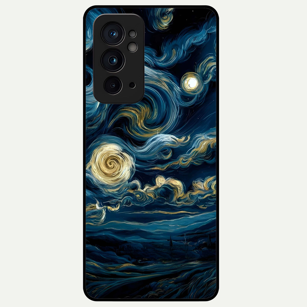  Midnight Sky Whirl Glass Case For OnePlus 9RT back cover – full design glossy printed glass finish