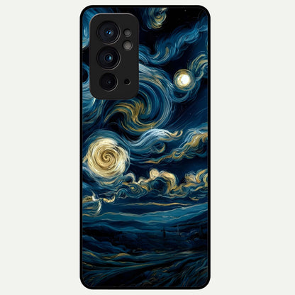  Midnight Sky Whirl Glass Case For OnePlus 9RT back cover – full design glossy printed glass finish